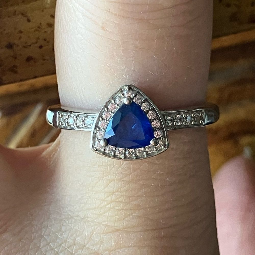 Blue Spinel Sterling Silver Ring Size 9